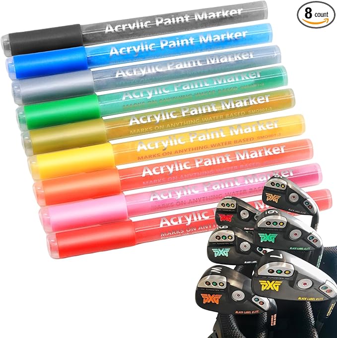 THE GOLFER STORE Golf Club Paint-9Pcs Golf Pens&Golf Markers for Fill in, Customize or Renovate Your Clubs and DIY Golf Balls