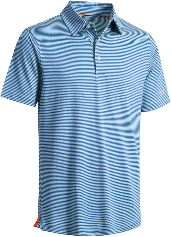 Golf Shirts for Men Dry Fit Short Sleeve Print Performance Moisture Wicking Polo Shirt