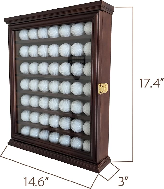 ARRRAWIS Premium Golf Ball Display Case - Wall Mounted Hole in One Golf Ball Holder Display, Ideal for Golf Enthusiasts - Spacious Secure, Exceptional Craftsmanship Walnut Color