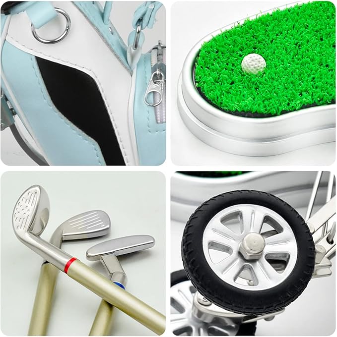 Dual-Purpose Creative Golf Pen Holder With 3 Club Pens - Office Desk Decoration, Souvenir Birthday Gift for Golfer Fans, Women and Men
