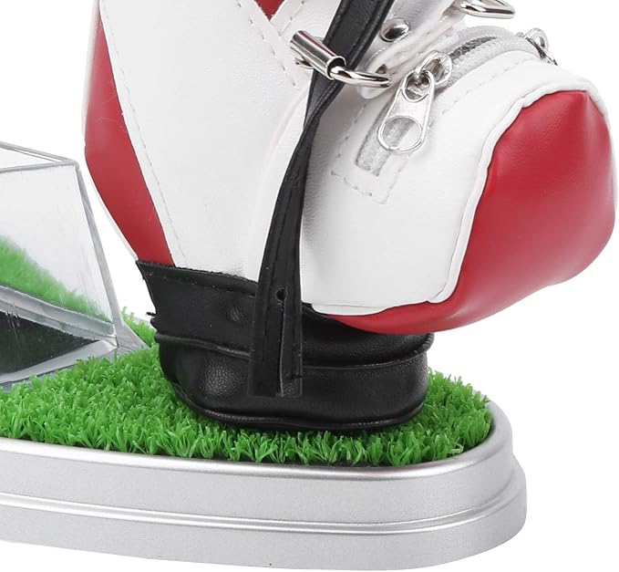 Golf Bag Pen Holder with Clock, Mini Golf Desk Decoration Set, Includes 3 Golf Ballpoint Pens and Card Case Kit, Perfect Golf Gift for Office or Club Match