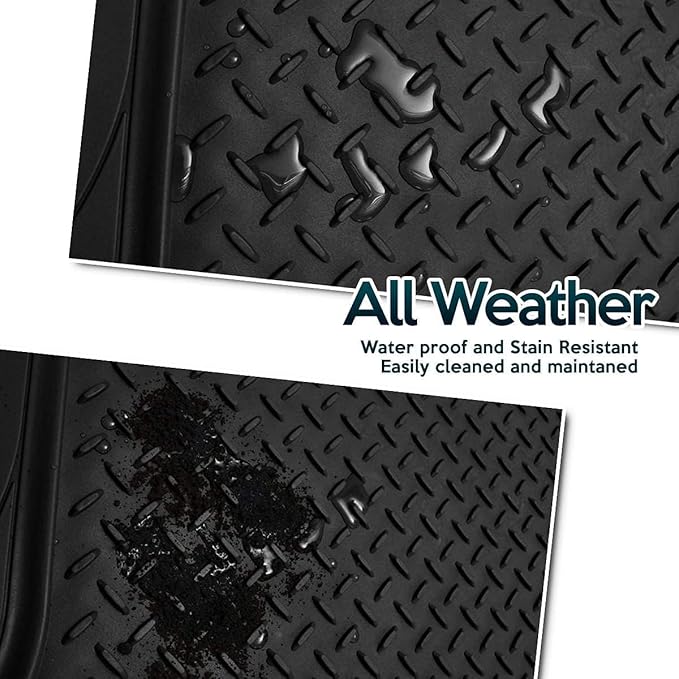 ZONETECH All Weather Rubber Semi Pattern Cargo Liner Trunk Floor Mat – Premium Quality Black Heavy Duty Cargo Trunk Floor Mat (2 Pack)