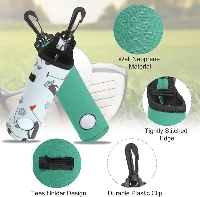 PATIKIL Golf Ball Carry Bag, Golf Tee Holder Pouch Portable Neoprene Golf Ball Holder with Clip for Men and Women Storage Gifts