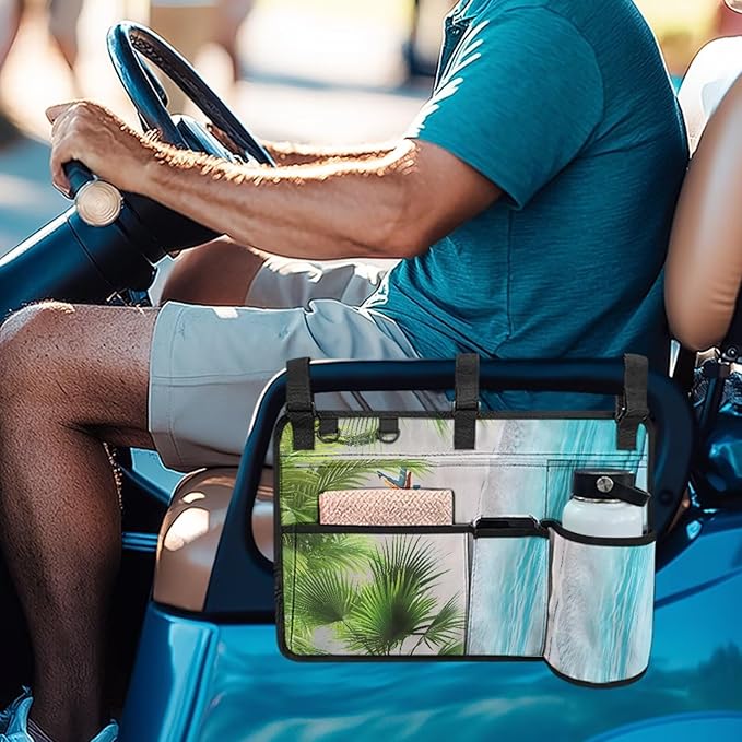 Fashion Golf Cart Rear Seat Organizer Lightweight Storage Bag Accessories for Club Car, Wheelchair and Walker