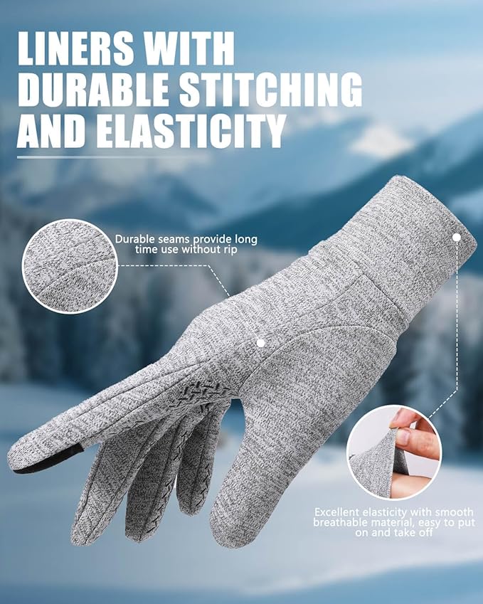 Aegend Lightweight Winter Gloves for Men Women, Warm Running Gloves Touchscreen Thermal Glove Liners for Cold Weather Driving, Cycling & Hiking, Non-Slip, Elastic Cuff, Stretchy, Durable