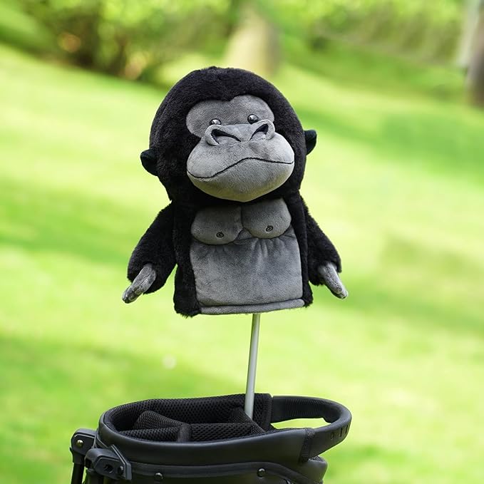 Driver Headcover Funny Golf Headcover Animal Golf Club Head Covers Gorilla Alces Moose Mammoth Design Black Plush Golfing Gifts for Men Women Golfer Fits up to 460CC Driver Head