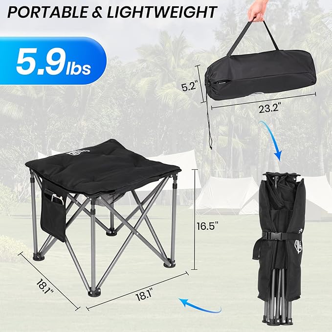 Camping Stool with Removable Padded Folding Outdoor Stool Camping Stool Padded Oversized Ottoman Camping Chair Foot Rest Camp Stool Folding Stools