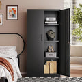Letaya Metal Black Storage Cabinet with Adjustable Shelves and Lock Door-Metal Pantry Cabinets for Home,Office,Warehouse,Utility Room