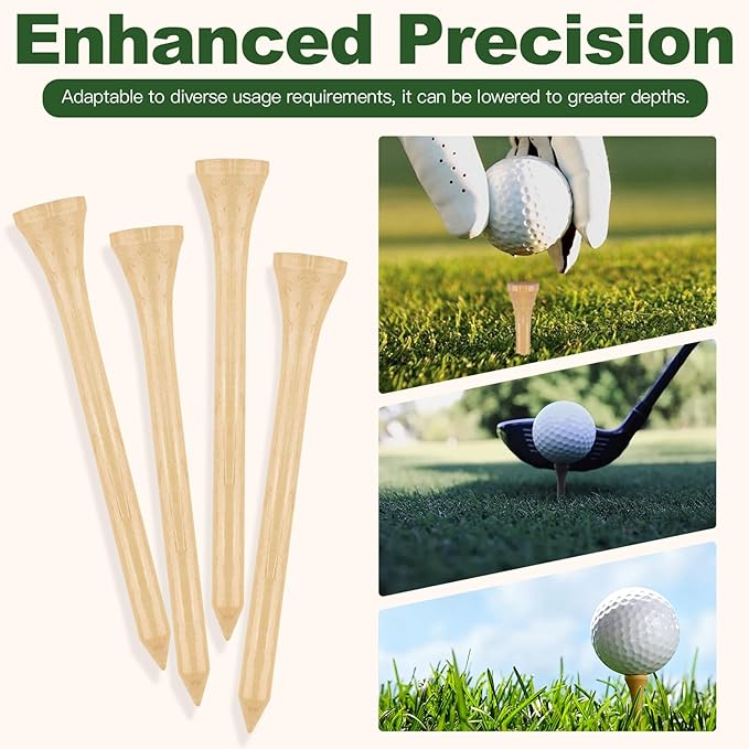 Guirnd 150PCS Professional Wooden Golf Tees 2 3/4 inch Biodegradable Bamboo Golf Tees, Stable and Reliable, Available in Natural Color