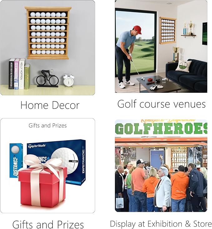 Elegant Golf Ball Display Case - Wall Mount Shadow Box for Store or Exhibition, for Golf Enthusiasts, Solid Wood Organizer Stylish Wall Mount Display Case for Home, Office, or Store