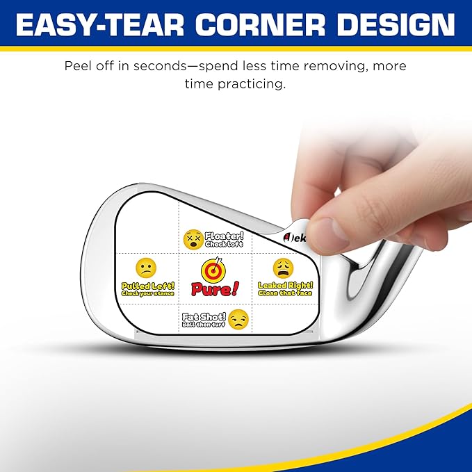 Golf Impact Tape - High-Resolution Strike Stickers for Iron, Wood & Fairway Clubs, Non-Residue, Swing Training Aid Impact Labels