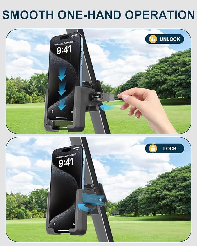 Golf Cart Phone Holder Mount Magnetic with Vibration Dampener Anti Shake, Golf Cart Phone Caddy Compatible with iPhone/Galaxy/Google Pixel/Motorola Fit EZGO/Club Car/Yamaha/ICON/Zone