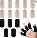 20 PCS Finger Sleeves Protectors, Sport Finger Splints Thumb Brace Support Finger Brace Elastic Thumb Sleeves for Relieving Pain Arthritis Trigger Finger(Black, light skin tone)