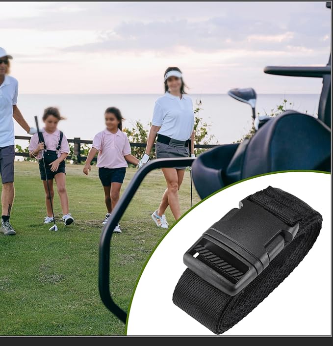 Universal Golf Cart Bag Holder Bracket Fit for Yamaha, EZGO and Club Car Rear Seat Kits, Golf Cart Rack Designed for 1-Inch Square Tube with Nylon Strap Attachment for Securing Golf Bag