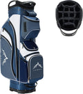 14-Way Golf Cart Bag with Full Length Divider, Premium PU Leather Golf Bag with Plush Top, Magnetic Pocket and Rain Cover for Men