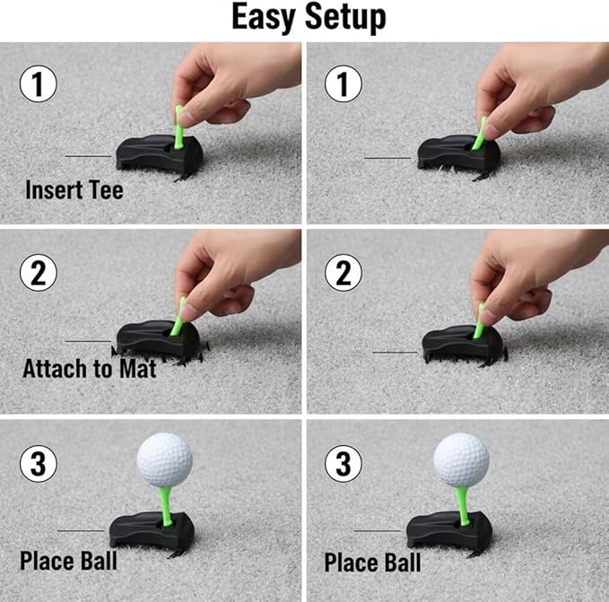 4PCS Turf Base V3, Hinged Turf Tee for Artificial Turf, Unbreakable Golf Tees for Simulator, Pre-Cut Tee Variety Packs & Golf Tee Holder for Artificial Turf, Indoor Outdoor Home Training