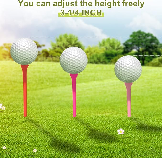 Vinsot Wood Golf Tees Bulk 3-1/4 Inch Unbreakable Long Colored Tall Golf Tees for Men Women Kids Balls Game