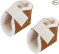2 Pcs Heel Protectors for Pressure Sores Sheepskin Heel Pads Soft Foot Cushions Pad Protectors Adjustable Foot Pillows with Securing Strap for Bed Sore Ankle Ulcers (Brown)