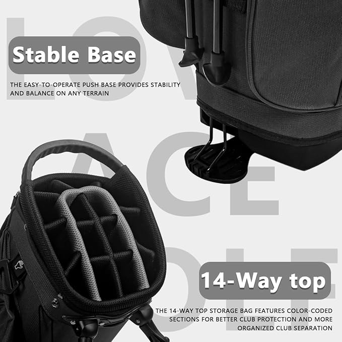14-Way Golf Stand Bag, Lightweight Golf Bag with Stand for Men and Women