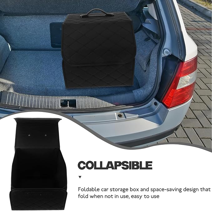 Foldable Car Trunk Storage Organizer Compact Dark Multi-Use Cargo Organizer Box for SUV and Van Grocery Storage