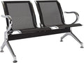Kinfant Waiting Room Chair Bench - Guest Reception Chairs for Airport Hospital Bank Salon Barber Hall Room Conference (2-seat, Black-Mesh)