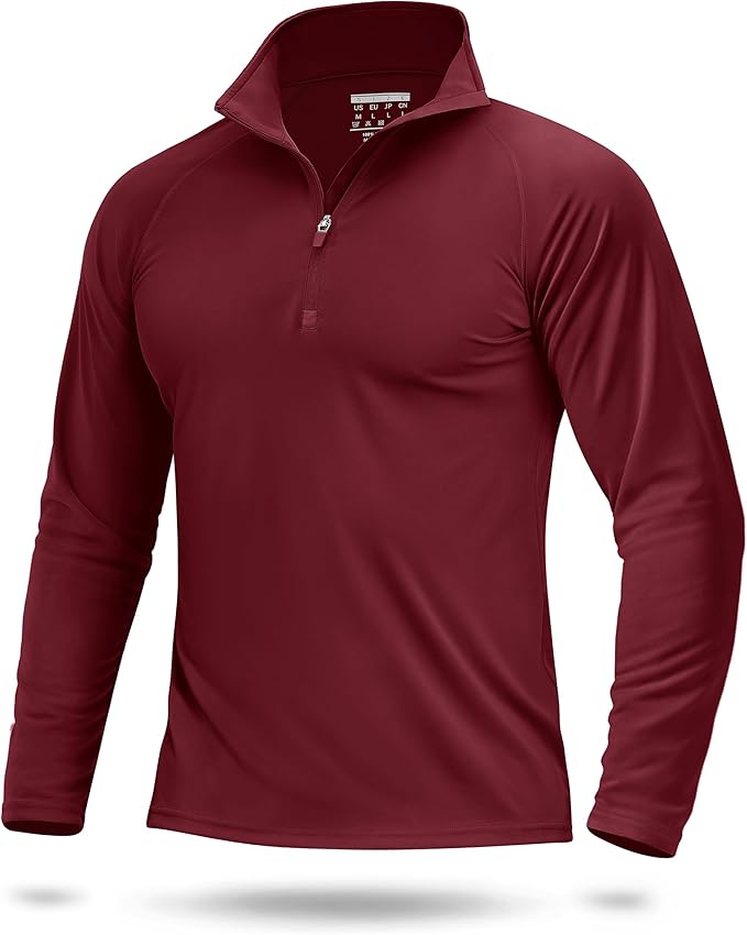 Boladeci Men's UPF 50+ Sun Shirts 1/4 Zip Long Sleeve SPF UV Protection Lightweight Quick Dry Quarter Zip Golf Shirts