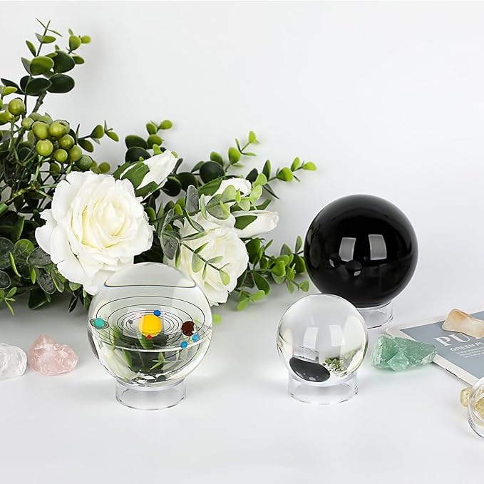 Hipiwe 12Pcs Sphere Hoder Stand Clear Sphere Display Stand Holder Round Display Stand for Crystal Glass Ball Baseball Golf Ball Tennis Softball Eggs Collections(1.77”D,Large)