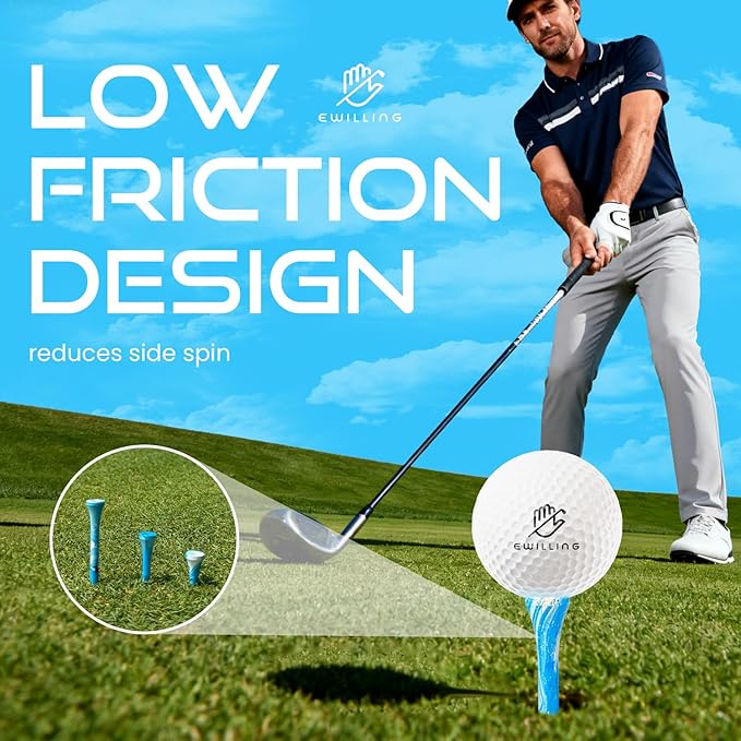 Golf Tees Multiple Colors Mixed Size Package, 100pcs Professional Bamboo/Wood Golf Tees, Size 3-1/4", 2-3/4" & 1-1/2" Reduce Friction and Resistance