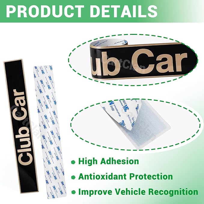 Golf Cart Emblem Stricker, Golf Cart Black Gold Decal Suitable for Club Car Precedent Golf Carts, Name Plate for Club Car Precedent Size 15.74" x 2.24", OEM#: 102502601/103816601