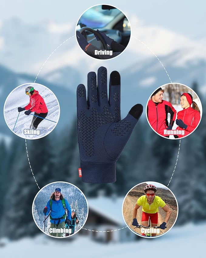 Aegend Lightweight Winter Gloves for Men Women, Warm Running Gloves Touchscreen Thermal Glove Liners for Cold Weather Driving, Cycling & Hiking, Non-Slip, Elastic Cuff, Stretchy, Durable