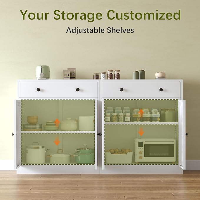 BESFUR Metal Storage Cabinet with Doors and 1 Drawer, 32” Metal Cabinet for Classroom, Home and Office - White