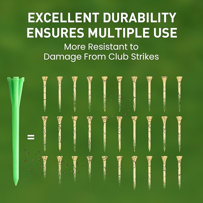 FINGER TEN Golf Tees Plastic Unbreakable Easy to Find Bulk Value 500 Count, 2 3/4 3 1/4 Inch Stable Tee Driving Range Reduce Friction, Green Red White USA Flag Practice
