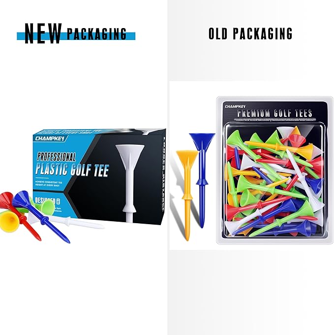 CHAMPKEY 3-1/4" Premium Plastic Golf Tees｜Excellent Durability and Stability Tees | Choose Between 25 Pack and 50 Pack