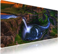 Wknoon. Extra Large Gaming & Office Mouse Pad (31.5" x 11.8") with Durable Stitched Edges – Whirlpool Water Falls Majestic Cascade in a Green Canyon, Anti-Slip Rubber Base Extended XXL Desk Mat