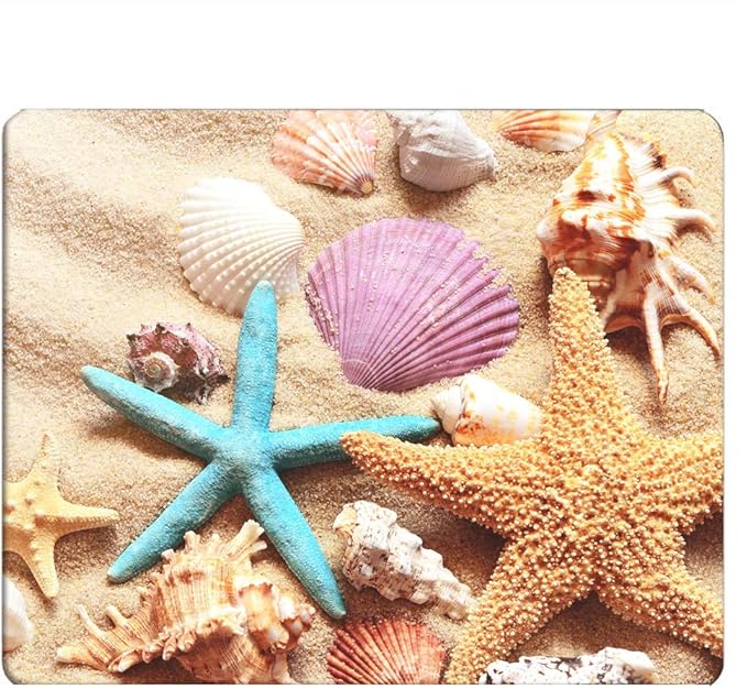 Seashell Gaming Mousepad Colorful Seashell Starfish On Beach Mouse Pad Mouse Mat for Computer Desk Laptop Office 9.5 X 7.9 Inch Non-Slip Rubber