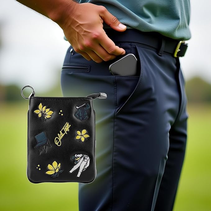 Swig Sip Golf Pouch Bag - Waterproof Compact Golf Ball & Tee Organizer, Handcrafted Zipped Pouch for Keys and Phone, Soft Fleece Lined, Golfing Gear for Course & Travel