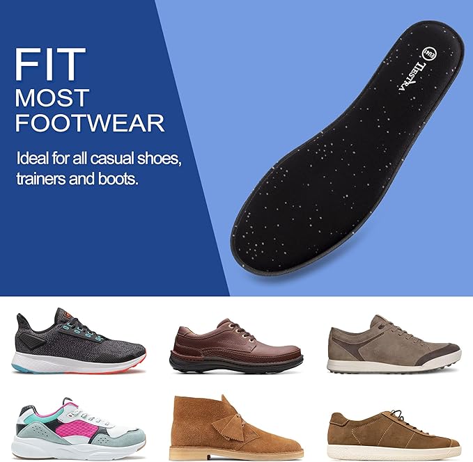 3 Pair -Shoe Inserts for Mens Memory Foam Insoles,Replacement Insoles for Work Boots Running Shoes, Cushion Shock Absorbing for Foot Pain Relief, Comfort Breathable Inner Soles Black 45EU,US12