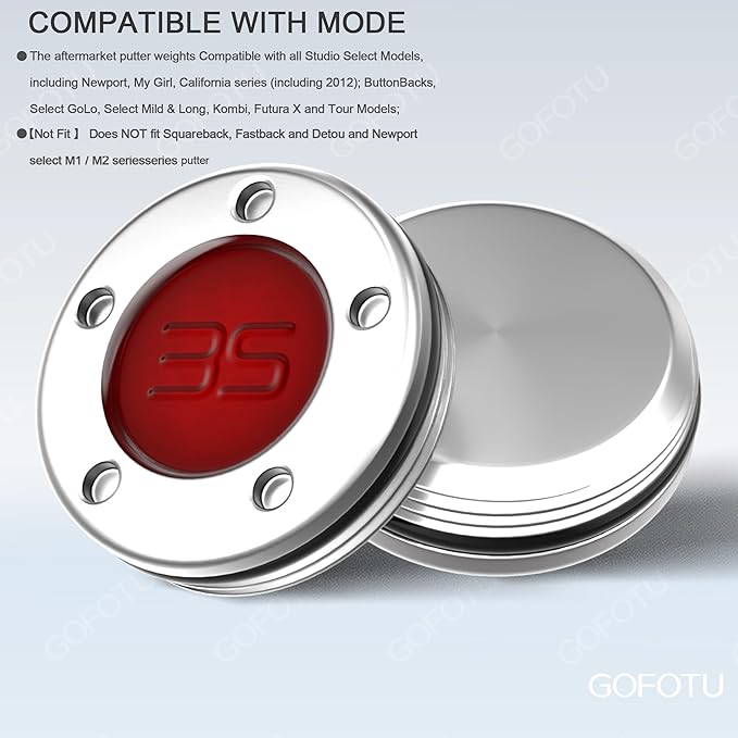 2pcs 5g-40g Golf Custom Weights Compatible with Titleist Scotty Cameron Golf Club Putters Newport Red (2PCS 35g(Doesn't include Wrench))