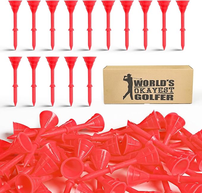 FINGER TEN Unbreakable Golf Tees Plastic 3 1/4 inch Value 50/100 Pack, Low Friction & Low Ball Spin Long Tees to Improve Distance & Accuracy, Durable Tees with Assorted Colors to Practice