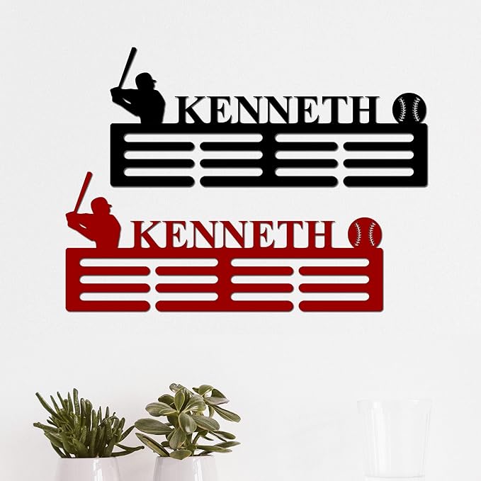 Custom Metal Baseball Achievement Holder Baseball Achievement Hanger Achievement Display Achievement Holder with Name Display Rack for Awards Ribbon Holder