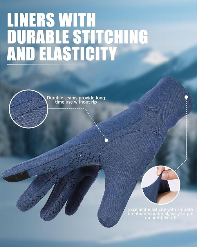 Aegend Lightweight Winter Gloves for Men Women, Warm Running Gloves Touchscreen Thermal Glove Liners for Cold Weather Driving, Cycling & Hiking, Non-Slip, Elastic Cuff, Stretchy, Durable