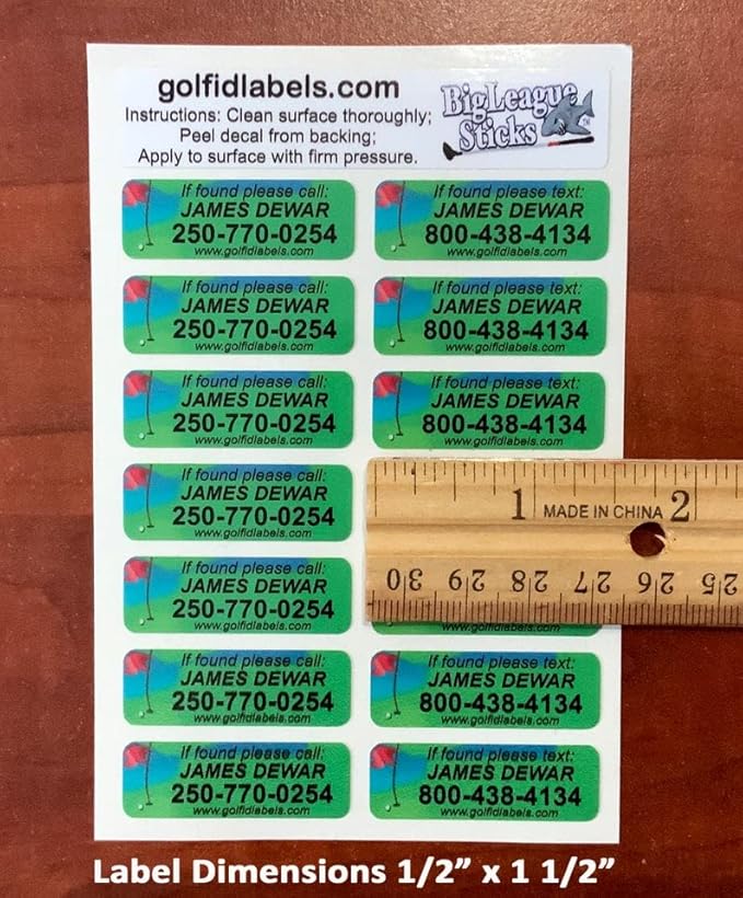 Golf Club Stickers Set of 17| Golf Gift For Men or Women | Personalized Golf ID Labels for your Clubs | Custom Golf Decals | Unique Golfer Gift