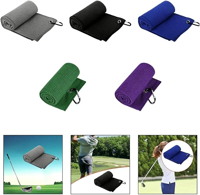Golf Towel with Clip, Soft Microfiber Cleaning Cloth for Golf Clubs and Balls, Compact and Absorbent(B)