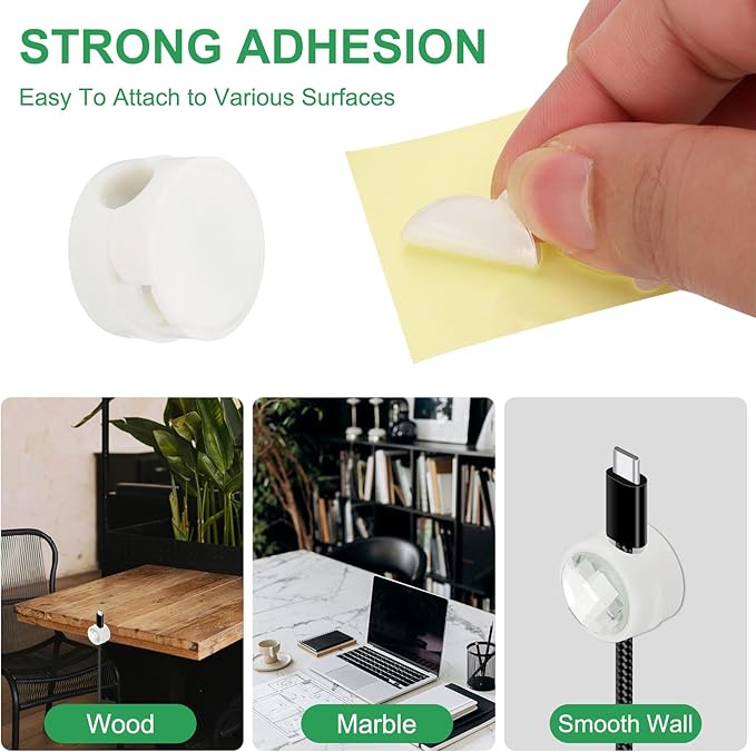 PATIKIL Cable Organizer Holder, 6 Pcs Magnetic Spring Desk Cable Management Clips Adhesive Cord Holder Keeper for Office Desktop Wall Car, White