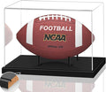 Football Display Case, Acrylic Football Case Clear, UV Protected Display Case with Solid Wood Base Stand for Full Size Signed Football Holder for Football Fans & Collectors