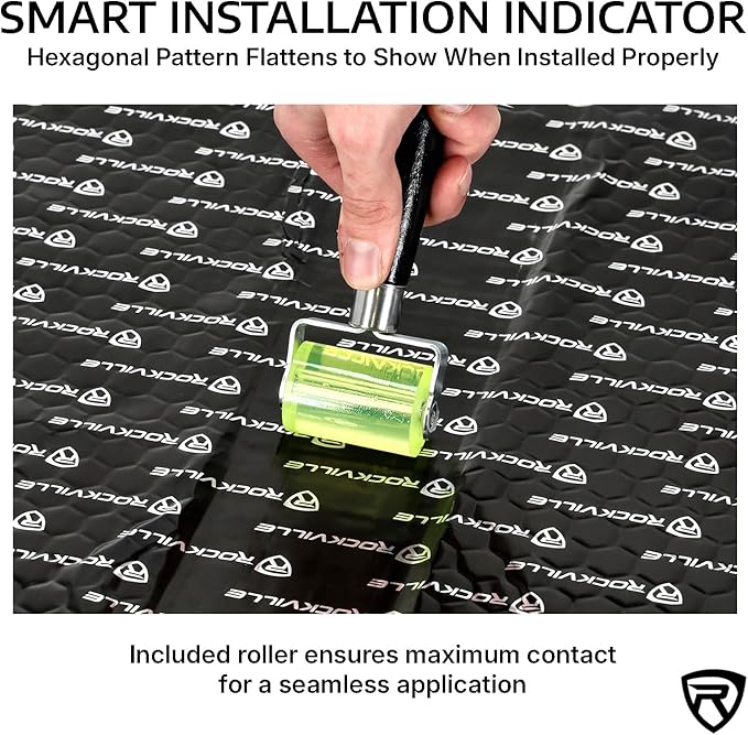 Rockville RockMat 37-25 37 Sq Ft Butyl Sound Deadening Mat 2.5MM 100 Mil, Aluminum Foil Backing, Heat Resistant, Vibration and Noise Damping for Car Truck Van RV Marine