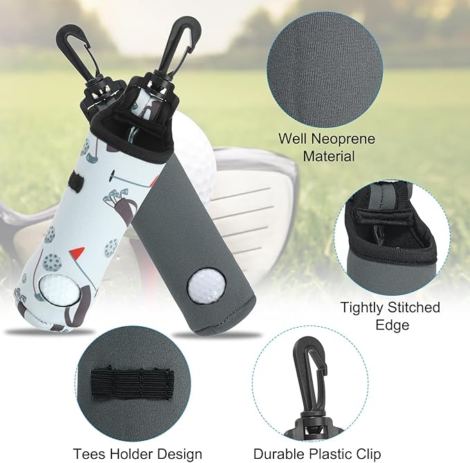 PATIKIL Golf Ball Carry Bag, Golf Tee Holder Pouch Portable Neoprene Golf Ball Holder with Clip for Men and Women Storage Gifts