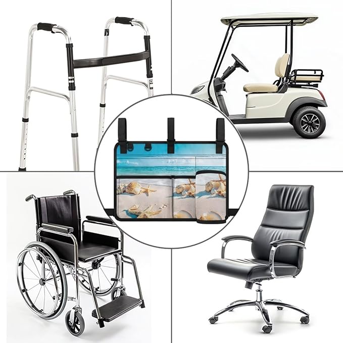 Beach Golf Cart Rear Seat Organizer Foldable Storage Bag for Club Car, Wheelchair and Walker