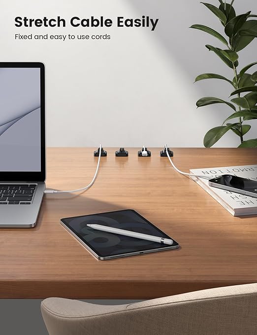 5Pack Cable Spring Holder Clips, Cord Organizer for Desk - Lamicall Adjustable Cord Wire Holder Keeper, Phone Charger Organizer Clips, Wire Cable Management for Nightstand Wall Car Office Desktop