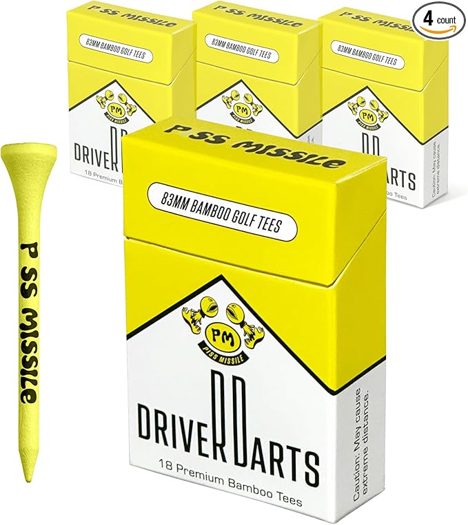 Driver Darts by P*ss Missile, Premium Bamboo Wood Golf Tees - Iconic Tee Packging and Style, Cool Golf Gifts